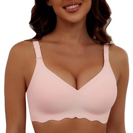 HORISUN Seamless Bra Comfortable Womens Bras Comfy Padded Full Coverage Bra for Women(Pink M)
