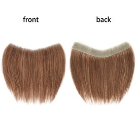 Meiverah Frontal Hairpiece for Men Light Brown Hair Extension Hairline Loss Straight Tape in Human Hair Toppers Replacement Toupee (0.78"x6.3", 6", Light Brown)