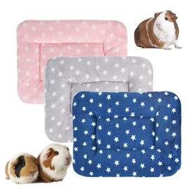 3 Pieces Small Animal Plush Bed Warm Fluffy Puppy Blanket Fleece Sleeping Pad Guinea Pig Hamster Rabbit Bed Mat for Kitten Chinchilla Squirrel (Small:15 x 11 inch, F)