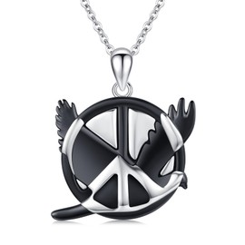 Midir&Etain Peace Sign Necklace for Women Sterling Silver Peace Dove Pendant Necklace Hippie Necklace Peace Sign Jewelry for Men Peace Lover