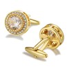 Crystal Cufflinks for Men CZ Cuff Links Sparkle Diamond Gold