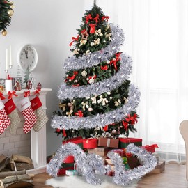 Rocking Party Luxury Thin Metallic Christmas Tinsel Decoration – Festive Holiday Garland for Tree, Home, Office & Party Décor (2 meters, Silver)