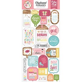 Echo Park Paper Company All Girl 6x13 Phrases chipboard, pink, dark, pink, green, teal