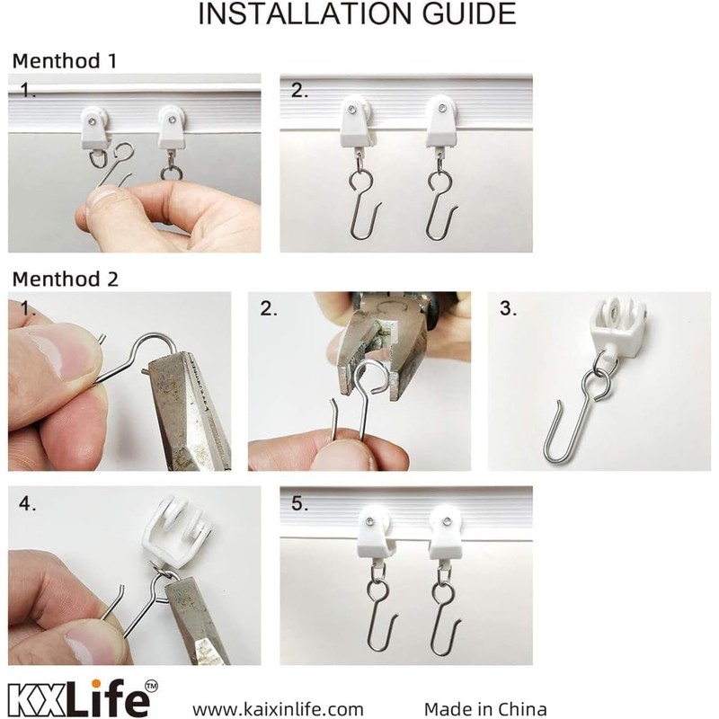 Set of 25 Universal Curtain Track Rollers Hooks, Ceiling Mount