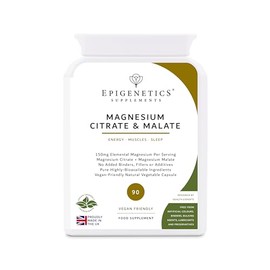 Magnesium Citrate & Malate 150mg | Elemental Magnesium for Energy, Muscles & Nervous System | 90 Vegan Capsules UK Made | 2 Capsules Daily (45 Servings)