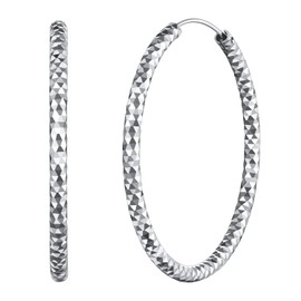 FOCALOOK Women's Hoop Earrings 30 mm/50 mm/70 mm 925 Sterling Silver Circle Hoop Earrings Classic Round Statement Earrings Hoop Earrings Accessory for Women Girls, Sterling Silver, No Gemstone