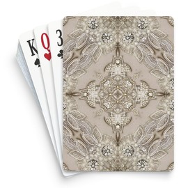 CafePress Abstract Bohemian Preppy Girly Grey Beige Floral Standard Size Playing Cards