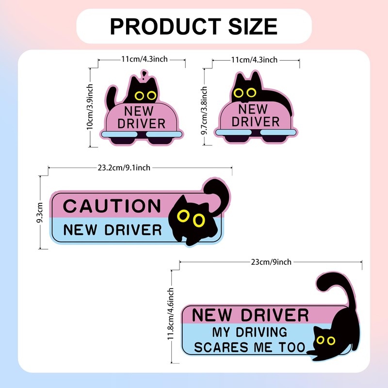 4pcs New Driver Car Magnet Set - Black Cat Design,
