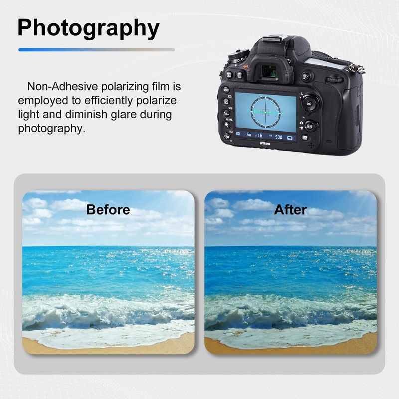 Selens Polarizer Film 7.8x11.8 inch Non-Adhesive Polarized Film Sheets for