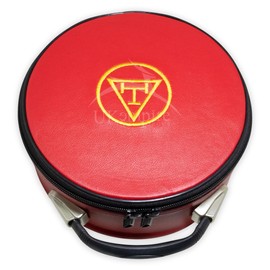 UK EMPIRE GROUP Masonic Royal Arch Crown Cap Case Red, Embroidered Triple Tau Gold