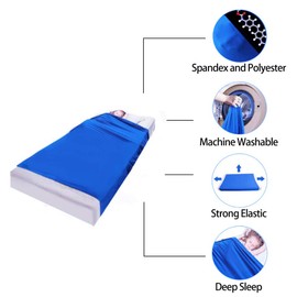 Nappo Sensory Compression Sheet for Kids and Adults-Weighted Blanket Alternative, Cool, Stretchy,Breathable Sheets (Queen Size,63"x60" Royal Blue)