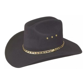 Western Cowboy Hat - Fitted or Elastic S/M L/XL - Black Faux Felt - Wide Brim - S/M