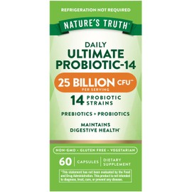 Nature's Truth Probiotics for Men and Women | 25 Billion CFU | 60 Capsules | 14 Strains | Non-GMO & Gluten Free Digestive Health Supplement