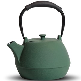 GUANGHEIRON Cast Iron Teapot, 37oz Tea Kettle Stovetop Safe with Infuser for Tea Coffee, Handcrafted Japanese Classic Minimalist Style Tea Pot Coated with Enameled Interior, 1100ml Green