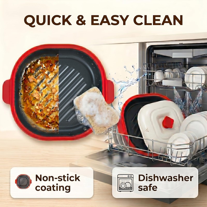 AHJ Microwave Grill Pan with Lid, Microwave Cooker Multi-Use for