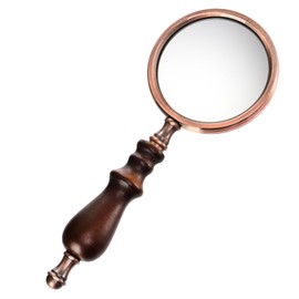 Hiceeden 10X Antique Magnifying Glass, Brass Handheld Magnifier with Wooden Handle, Decorative Reading Magnifying Lens, Vintage Gift for Elderly, Senior
