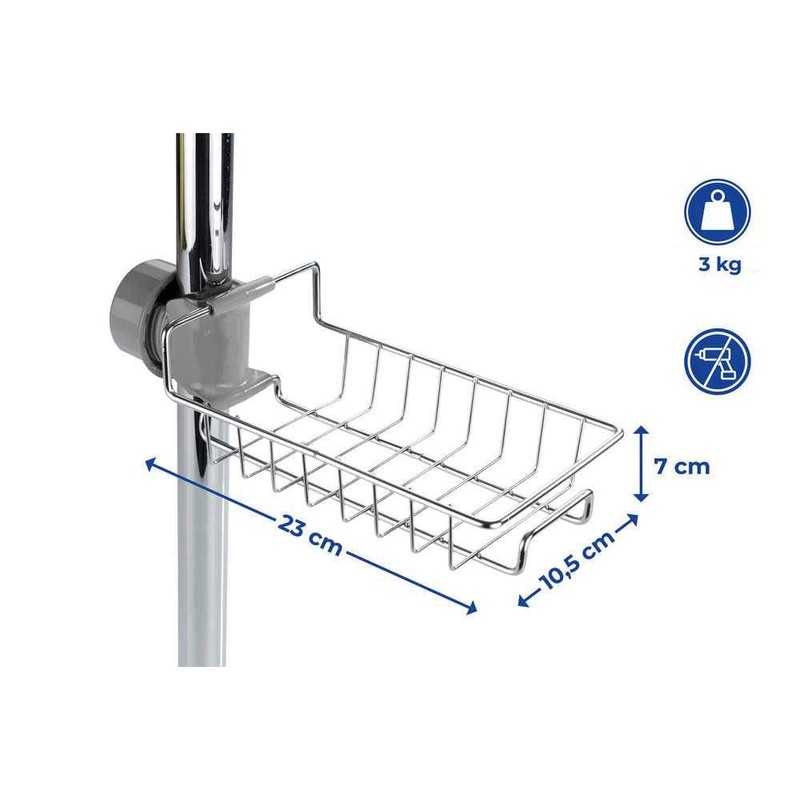 WENKO Maximex Duschablage Edelstahl, montierbar ohne bohren an die Duschstange,