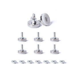 Tycoonest M8 X 35MM Adjustable Furniture Levelling Feet Set of 8, Screw-in Round Base Table Leg Extender Adjuster Floor Protector, Leg Levelers for Bed Sofa Cabinet Garden Table Cupboard, with T Nuts