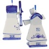 Kurt Adler Porcelain Delft Blue Windmill Ornament Set Of 3