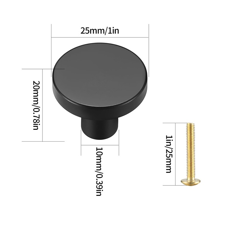 VARHHUXHA Pack of 4 Round Cabinet Knobs, Brass Drawer Knobs,