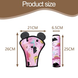 2 PCS Pink Dinosaur Pattern Seatbelt Covers Kids, Car Seat Straps Anti Escape, Seat Belt Pads for Kids, Comfortable Support for Long Trips Suitable for Cars Bicycle Trailers and Baby Strollers