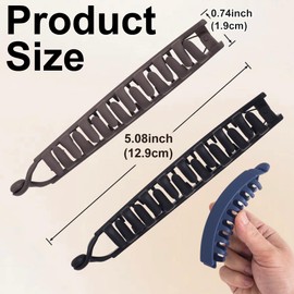 DC,CLISENCE 3 Pcs Large Banana Hair Clips, Vintage Claw Clip for Women, Non-Slip Double Grip Comb for Thick Thin Curly Hairstyles (Black, Dark Coffee, Dark Blue)