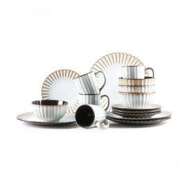 Semtember Promotion Golden Beige Stone Tool Embossed Tableware Set High End Premium Ceramic Set Safety Tableware Setcolor: white20