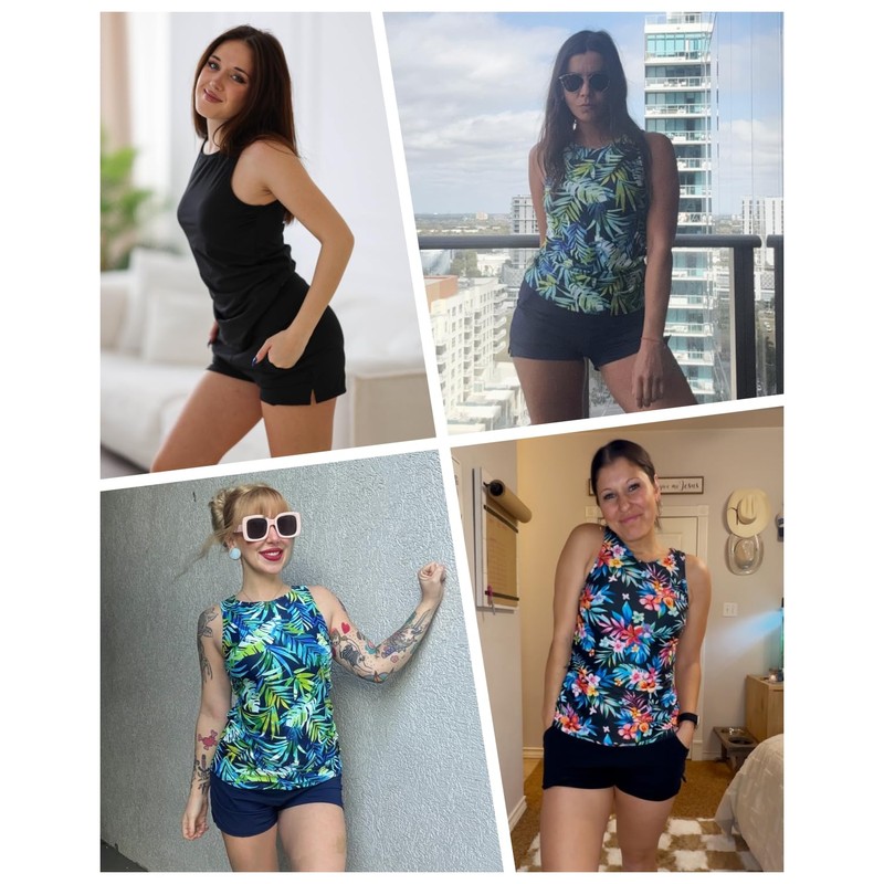 Tankini Swimsuits with Shorts - Two Piece Tummy Control Bathing