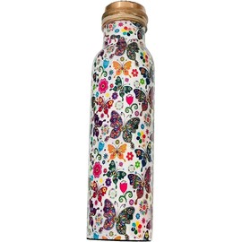 Butterfly Copper Water Bottle 34 Oz Joint Free-Ayurveda Health For Travelling Purpose Vessel Drinking 1 Litre Christmas Gift- Capacity 1000 Ml