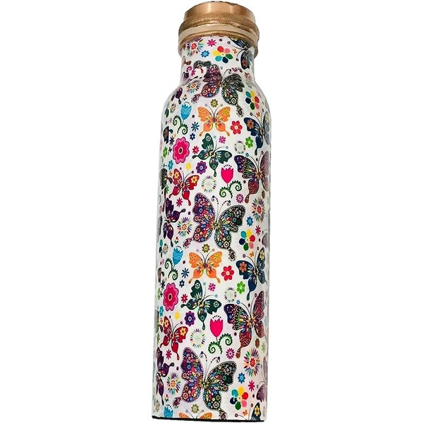 Butterfly Copper Water Bottle 34 Oz Joint Free-Ayurveda Health For