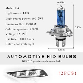 Wevdn 2 PCS Bright H4 Led Headlight Bulbs, 12V 100W 6000K Waterproof Car Fog Light Bulbs, Efficient Plug-and-Play High Beam Low Beam Bulb Replacement for Cars SUVs Trucks (Blue)