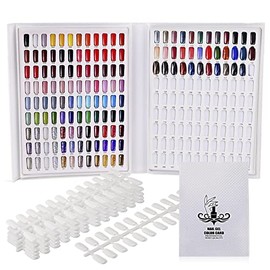 Noverlife Professional 216 Nail Colors Chart, White Nail Gel Polish Display Card Book, Nail Art Salon Nail Design Display Booklet, Professional Nail Color Swatches Nail Practice Card Design Board
