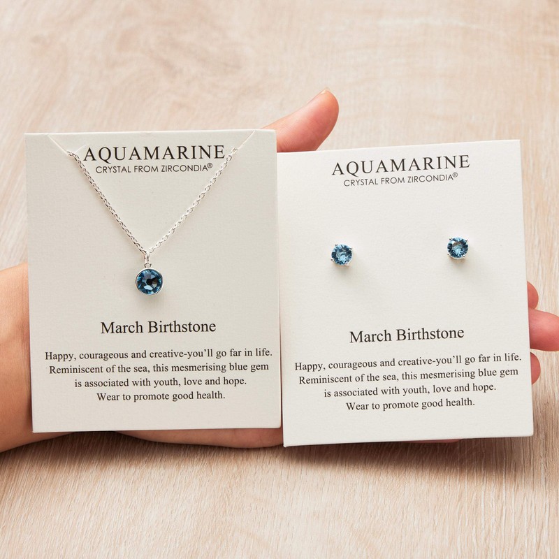 Philip Jones March (Aquamarine) Birthstone Necklace & Earrings Set Created