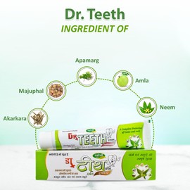 4 Pack - Dr. Teeth Ayurvedic Toothpaste (100g Each) | With Neem, Akarkara, Babool, Laung & Majuphal | Herbal Toothpaste without Fluoride | Natural Ayurveda Dental Care | Swadeshi Ayurved