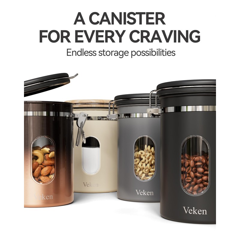 Veken Coffee Sugar Canister with Window, Coffee Lover Gift Set,Airtight