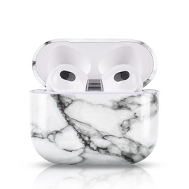 Newseego Case Compatible with AirPods 3 Case, Stylish and Exquisite Marble Pattern Hard PC Headphone Case Airpods Accessories Portable Shockproof Protective Case for AirPods 3 Charging Case White