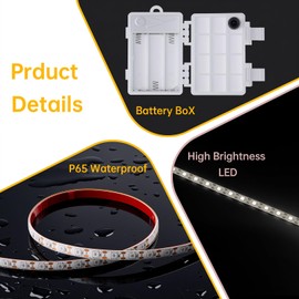 Shangyuan Marine LED Strip Lights with Battery Box for Pontoon Under Deck Lights, Battery Operated Boat Interior Lights for Fishing Sailboat Kayak, Boat Accessories, White, 5m (16.4ft)