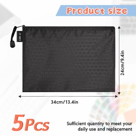 LUHIUMOYA A4 Document Bag, Waterproof Document Bag with Zip, Bag for Paper, Documents, File, Cosmetics, Homework (Black)