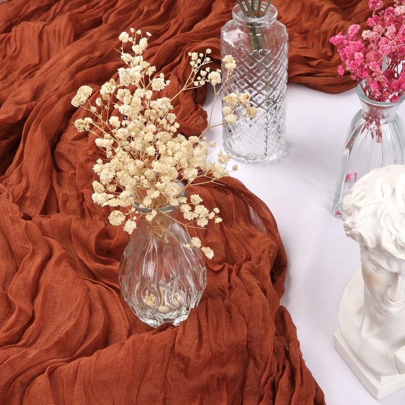 6 Pack 10FT Terracotta Cheesecloth Table Runner 35x120 Inch Gauze