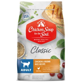 Chicken Soup For The Soul Pet Food Classic Dry Adult Cat Food, Chicken & Brown Rice Recipe, 4.5 Pound Bag | Soy, Corn & Wheat Free, No Artificial Flavors or Preservatives