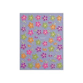 4 Sheet Spring Floral Nail Art Stickers with Gold-Edged Flowers Vibrant Color Waterproof Nail Stickers DIY Glossy Nail Design Decals for Women Colorful Cute Litter Bloom Nail Decor for Manicure Salon