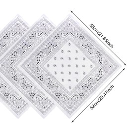 Pistha 12 Pack Bandanas for Women Men Cowboy Bandana Handkerchief Headband Face Mask Bulk for Party Costume, White, One Size