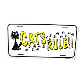 DIGIART INTERNATIONAL CATS RULE ANIMAL FRIEND LOVE PAWS PETS METAL NOVELTY CAR LICENSE PLATE AUTO TAG