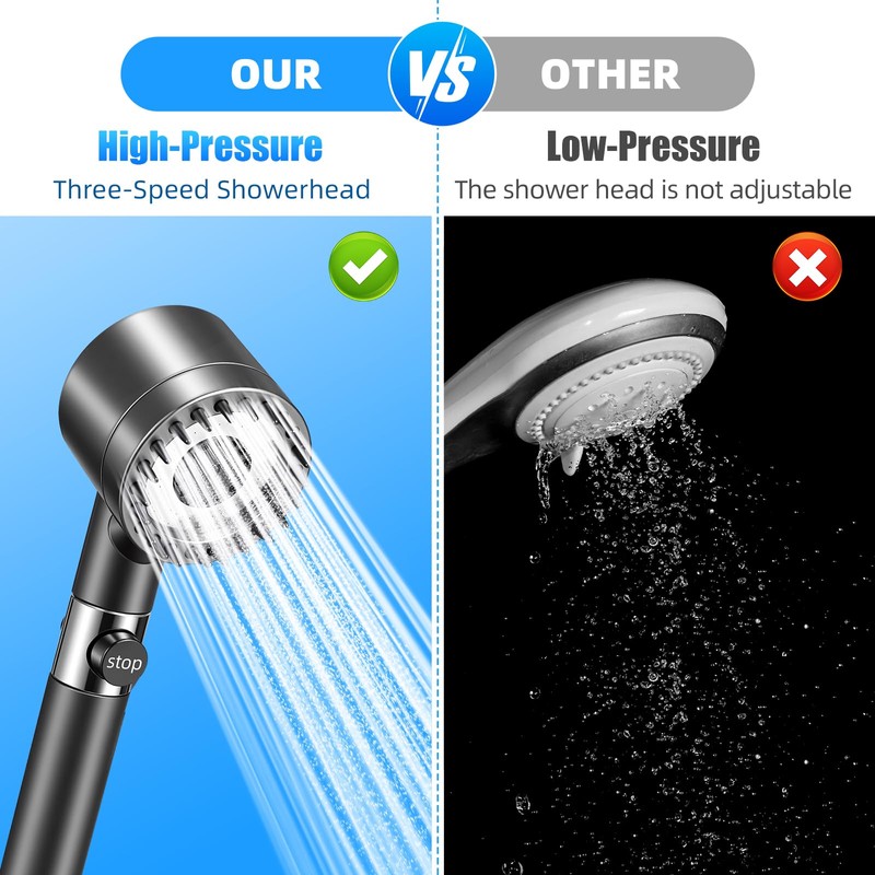Shower Head with Handheld, Ion Drops Shower Head with 3