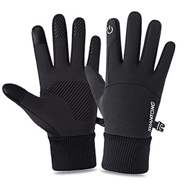 Touchsceen Fleece Insulated Gloves, Thermal Windproof Snowproof Warm Gloves Winter Sports Ski Snowboard Riding Motocycling Bike Mittens Hiking Camping Driving Gloves (Black-A, XL for men)