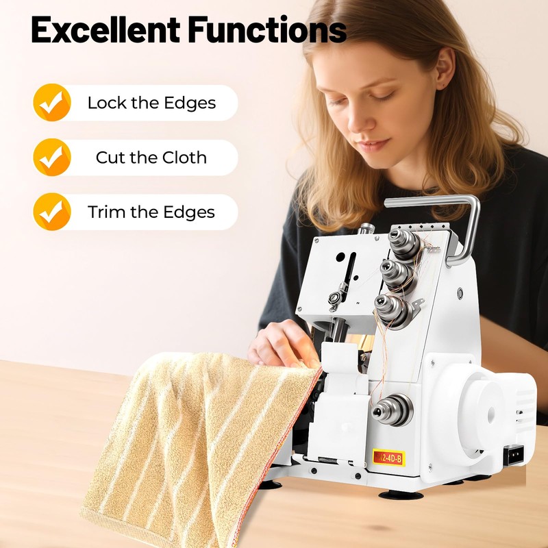 Seaming Machine, Heavy Duty Serger Overlock Machine Professional 4 Thread