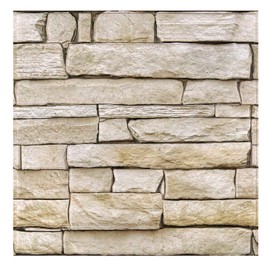 3D Peel and Stick Faux Stone Wall Panels 11.8" x 11.8" 10-Pack, Stone-Look Wall Sticker, Thin Lightweight PVC Self Adhesive Wall Tiles for Interior Decor, Beige
