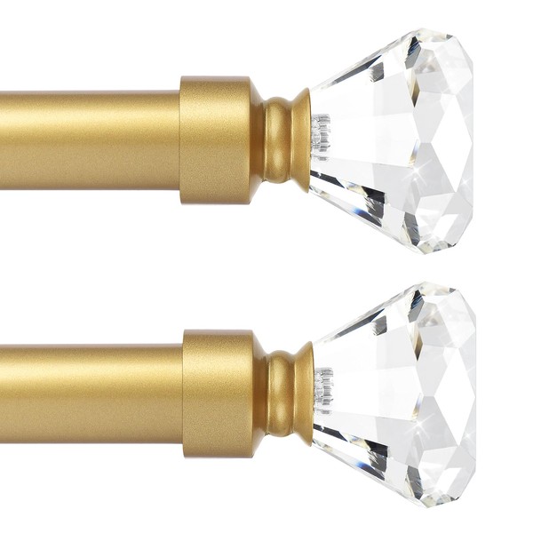 Knobelite Gold 2 Pack Window Treatment Single Curtain Rod, Adjustable