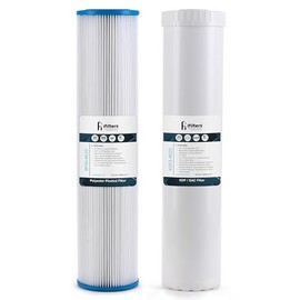 iFilters Whole House Sediment & GAC/KDF Replacement Water Filter Cartridge Set | 100% Compatible with 4.5”x20” Dual systems like MWH-D-WELL & SP30-KDF2-4520