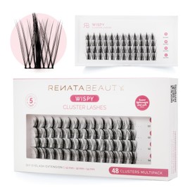 Renata Beauty Wispy Lashes - 48 pcs Multipack, Mixed Lengths (10mm, 12mm, 14mm), Natural C Curl, Effortless Elegance, Easy to Apply, Reusable, Perfect for Soft, Voluminous Lash Styles